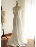 Cap Sleeves Lace Chiffon Full Length Wedding Dress